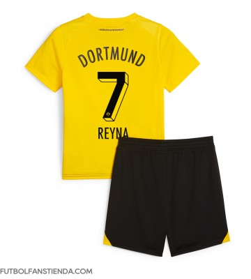 Borussia Dortmund Giovanni Reyna #7 Primera Equipación Niños 2023-24 Manga Corta (+ Pantalones cortos)